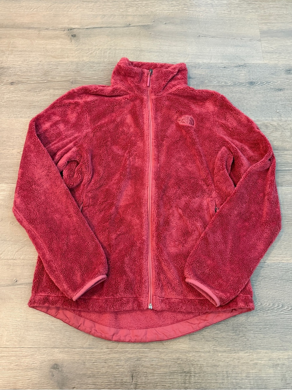 North face osito fleece zip jacket red